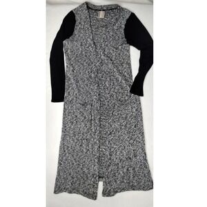 Dolan Left Coast Collection Duster Cardigan Long Open Front Black Gray Knit S US
